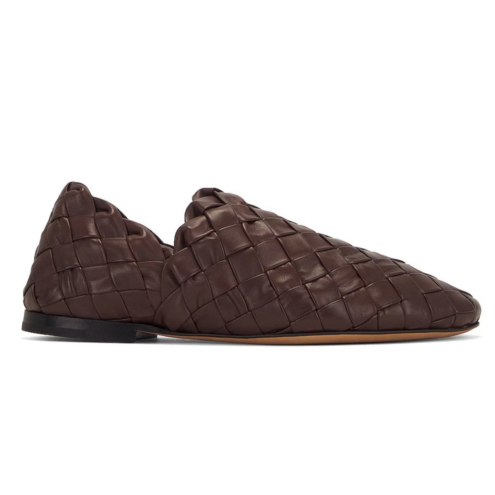 Bottega Veneta Lagoon Men's Slipper Loafer in Dark Chestnut Brown Woven 44